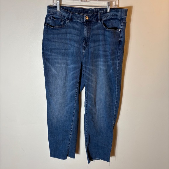 J. Jill Denim - J. Jill‎ Denim High Rise Straight Leg Cropped Jeans Size 18 Blue Raw Hem